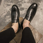 Liam | Polished Almond Toe Classic Penny Loafers