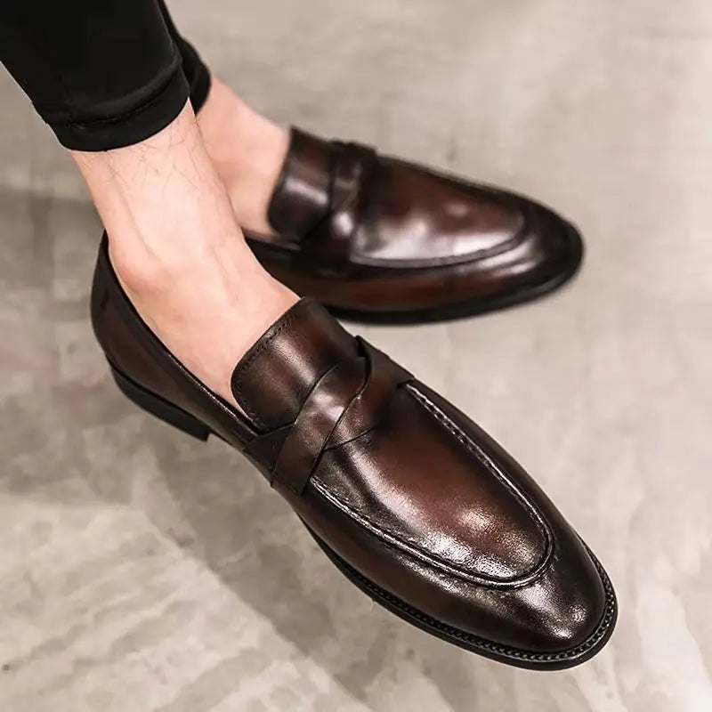 Liam | Polished Almond Toe Classic Penny Loafers