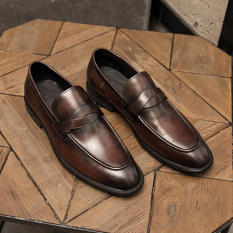 Liam | Polished Almond Toe Classic Penny Loafers