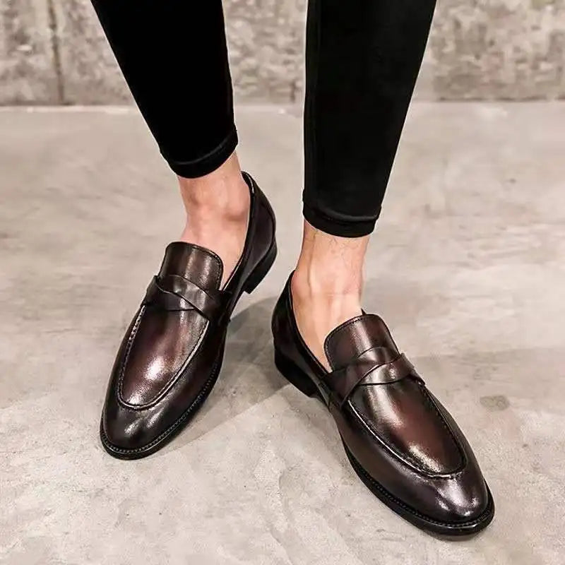 Liam | Polished Almond Toe Classic Penny Loafers