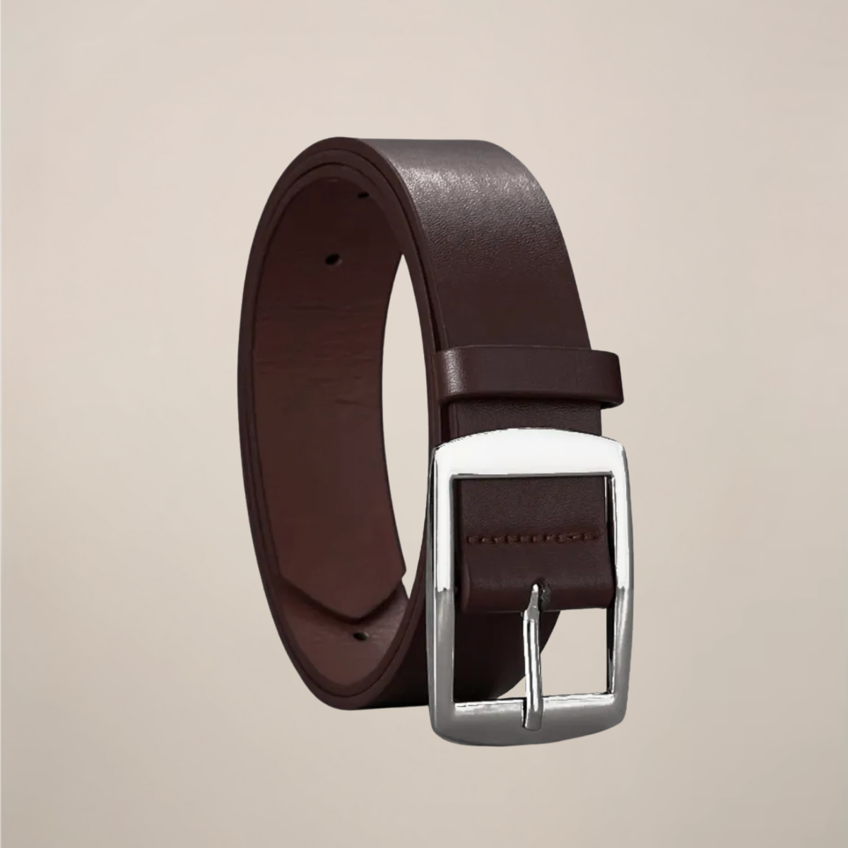 Kian | Rectangular Buckle Classic Dress Belt with Smooth Finish
