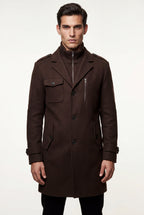 Liam | Stand Collar Slim Fit Winter Coat with Button Tab
