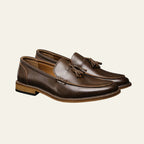 Liam | Tassel Almond Toe Slip-on Loafers Dark Brown
