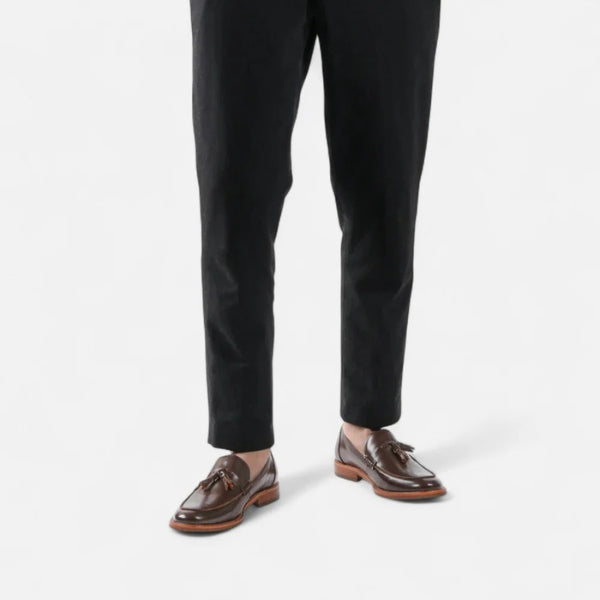 Liam | Tassel Almond Toe Slip-on Loafers Dark Brown
