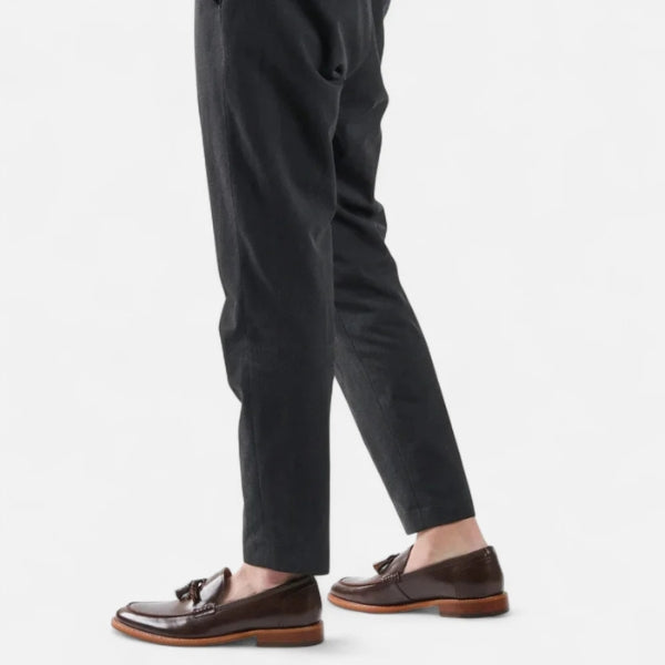 Liam | Tassel Almond Toe Slip-on Loafers Dark Brown