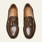 Liam | Tassel Almond Toe Slip-on Loafers Dark Brown
