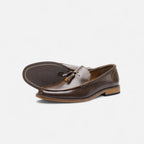 Liam | Tassel Almond Toe Slip-on Loafers Dark Brown