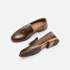 Liam | Tassel Almond Toe Slip-on Loafers Dark Brown