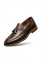 Liam | Tassel Almond Toe Slip-on Loafers Dark Brown