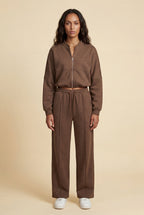 Lucy | Zip-up Bomber Jacket Wide-leg Tracksuit Set