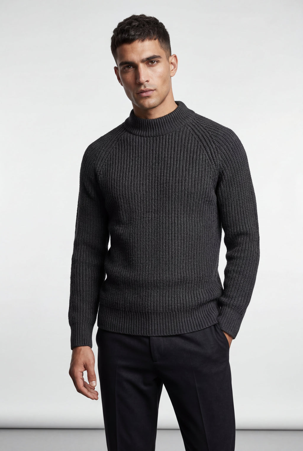 Liam | Chunky Ribbed Slim Fit Crewneck Sweater