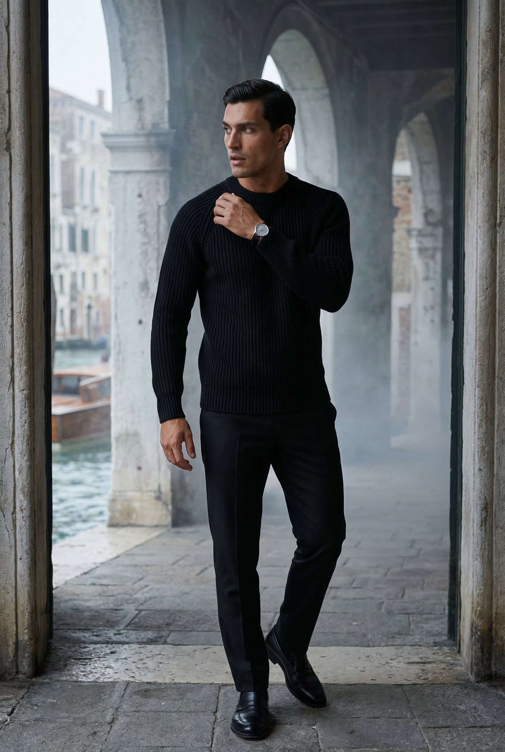 Liam | Chunky Ribbed Slim Fit Crewneck Sweater