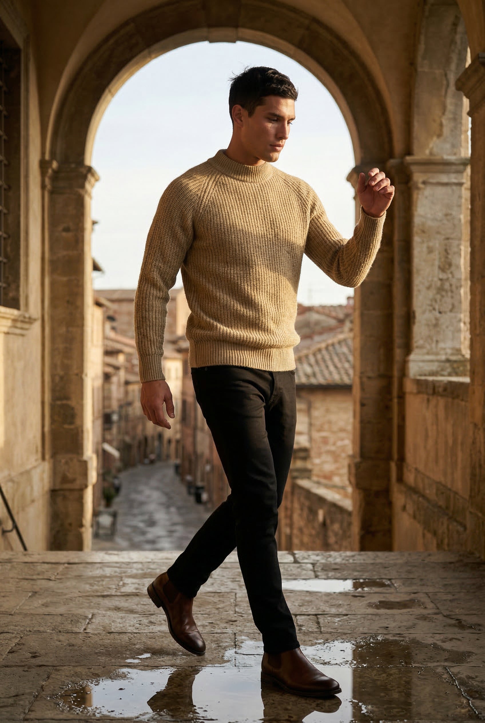 Liam | Chunky Ribbed Slim Fit Crewneck Sweater