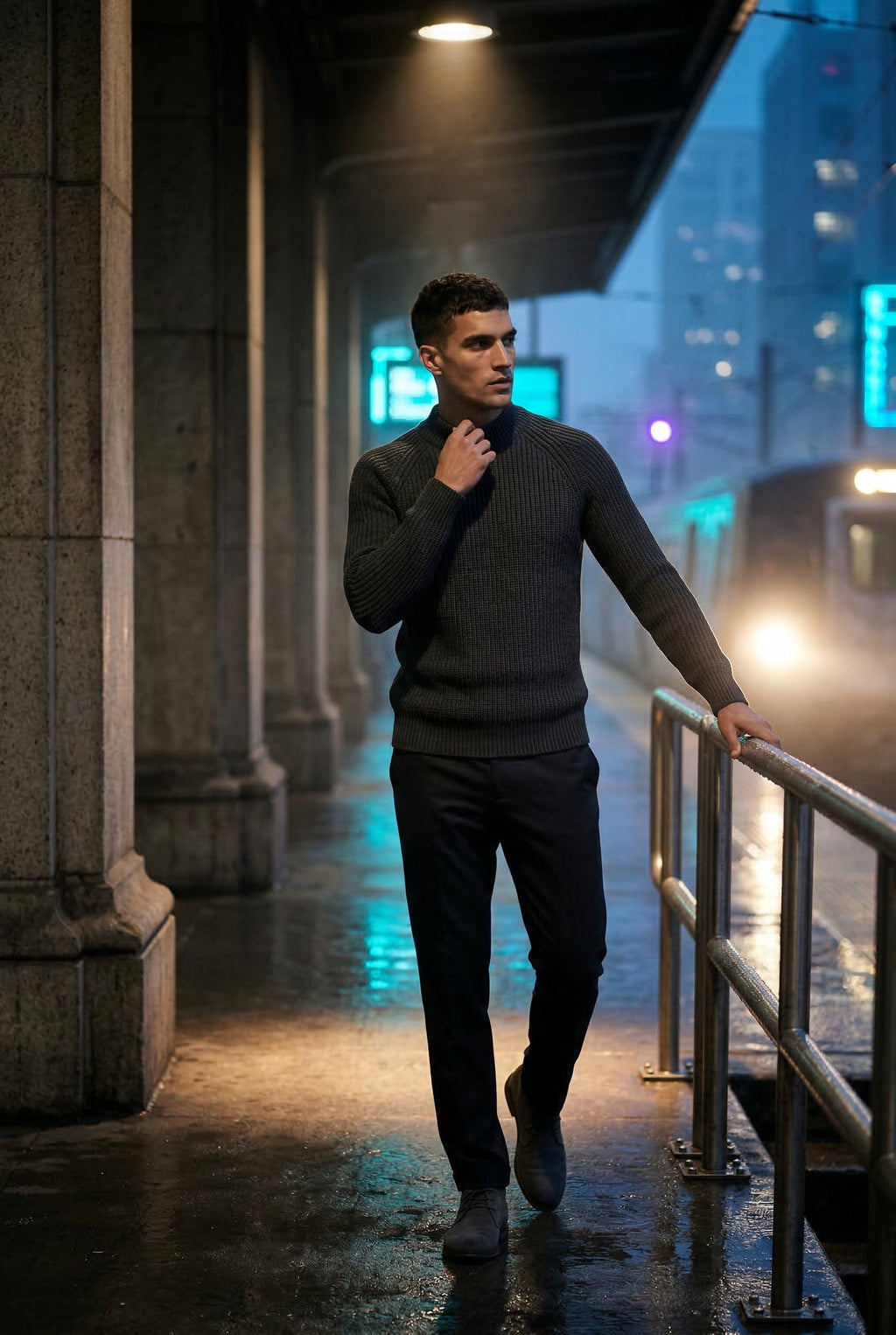 Liam | Chunky Ribbed Slim Fit Crewneck Sweater