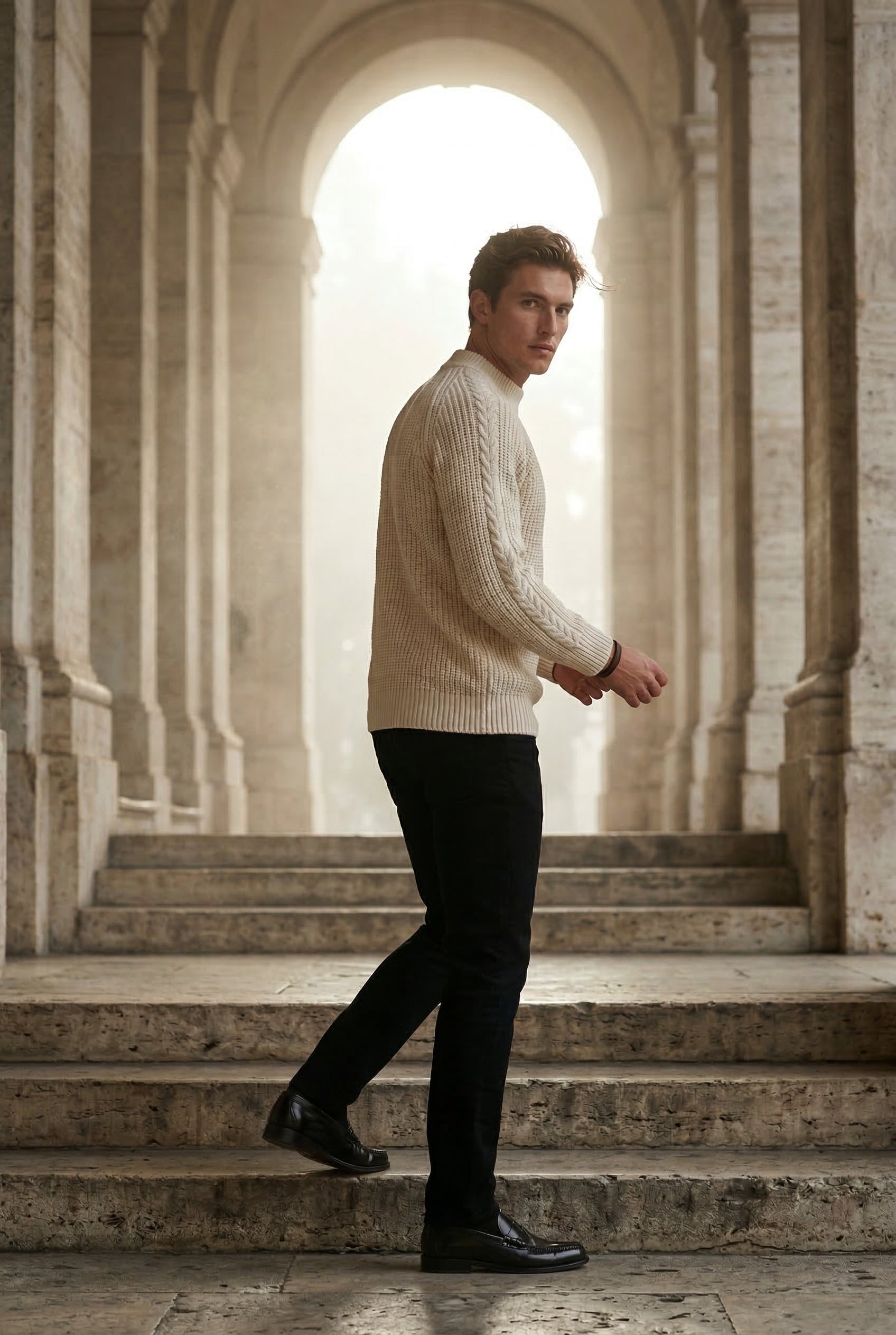 Liam | Chunky Ribbed Slim Fit Crewneck Sweater