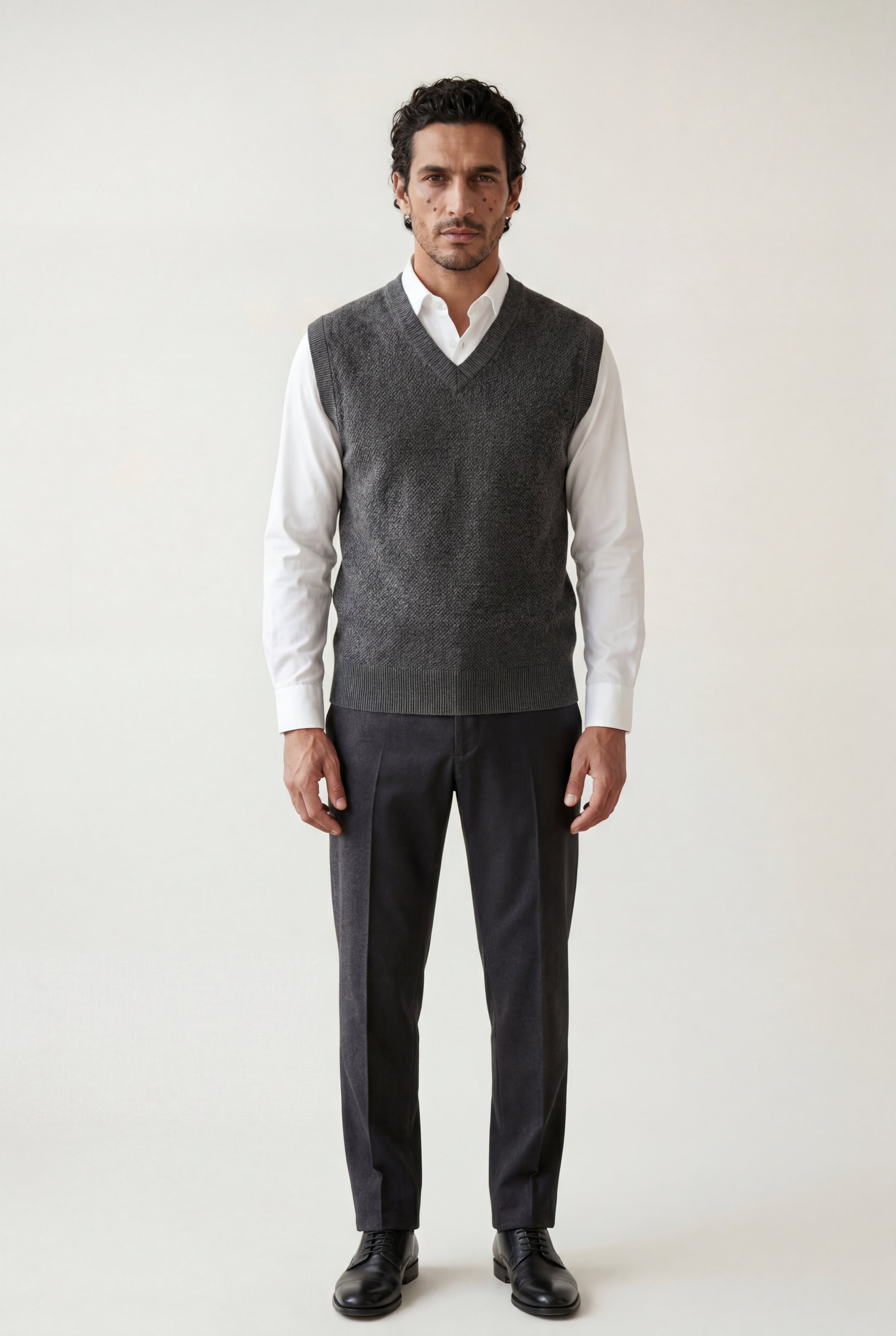 Liam | Classic V-neck Sweater Vest with Ribbed Hem