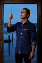 Kian | Men's Plaid Trim Button-Up Casual Shirt