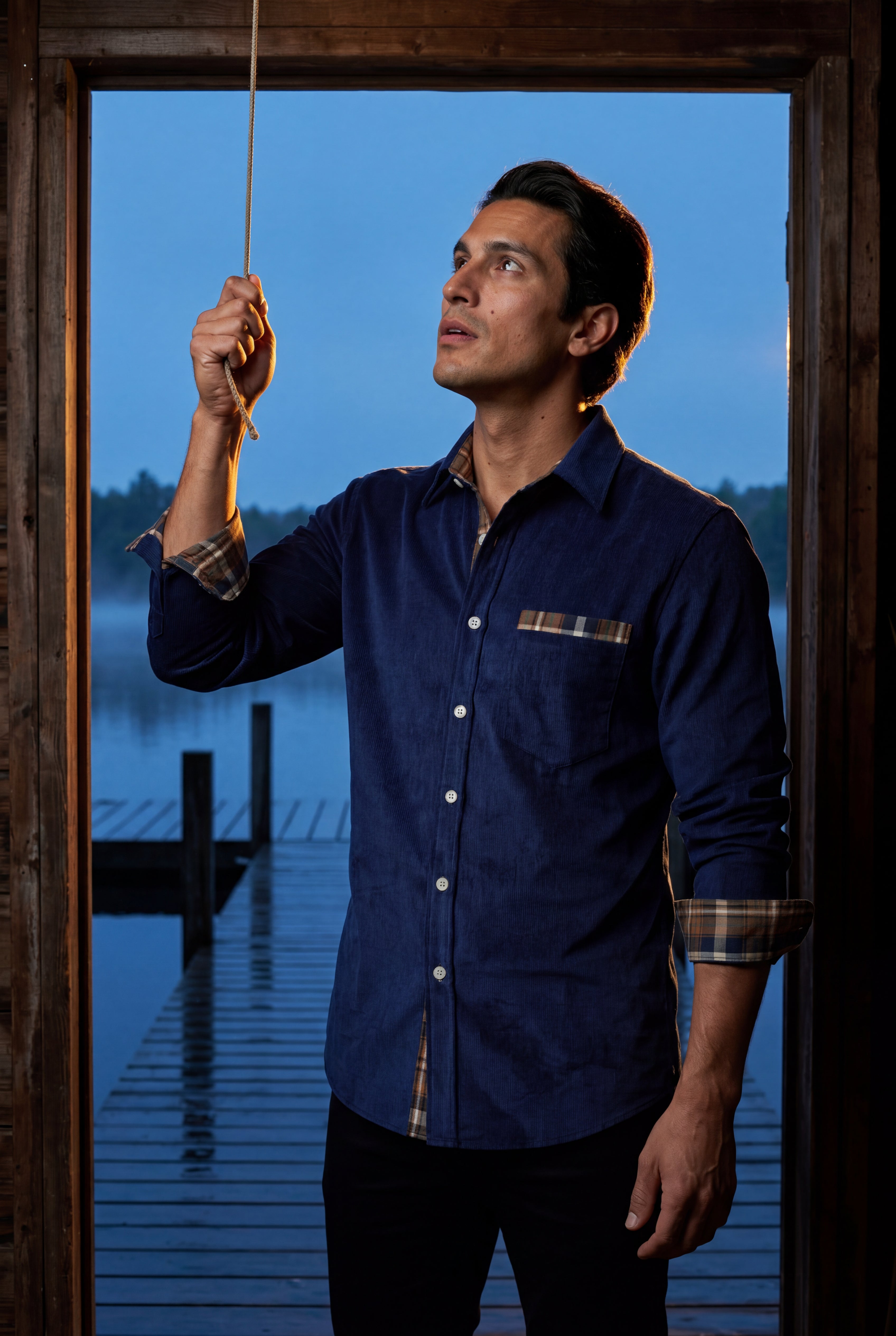 Kian | Men's Plaid Trim Button-Up Casual Shirt