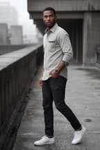 Kian | Men's Plaid Trim Button-Up Casual Shirt