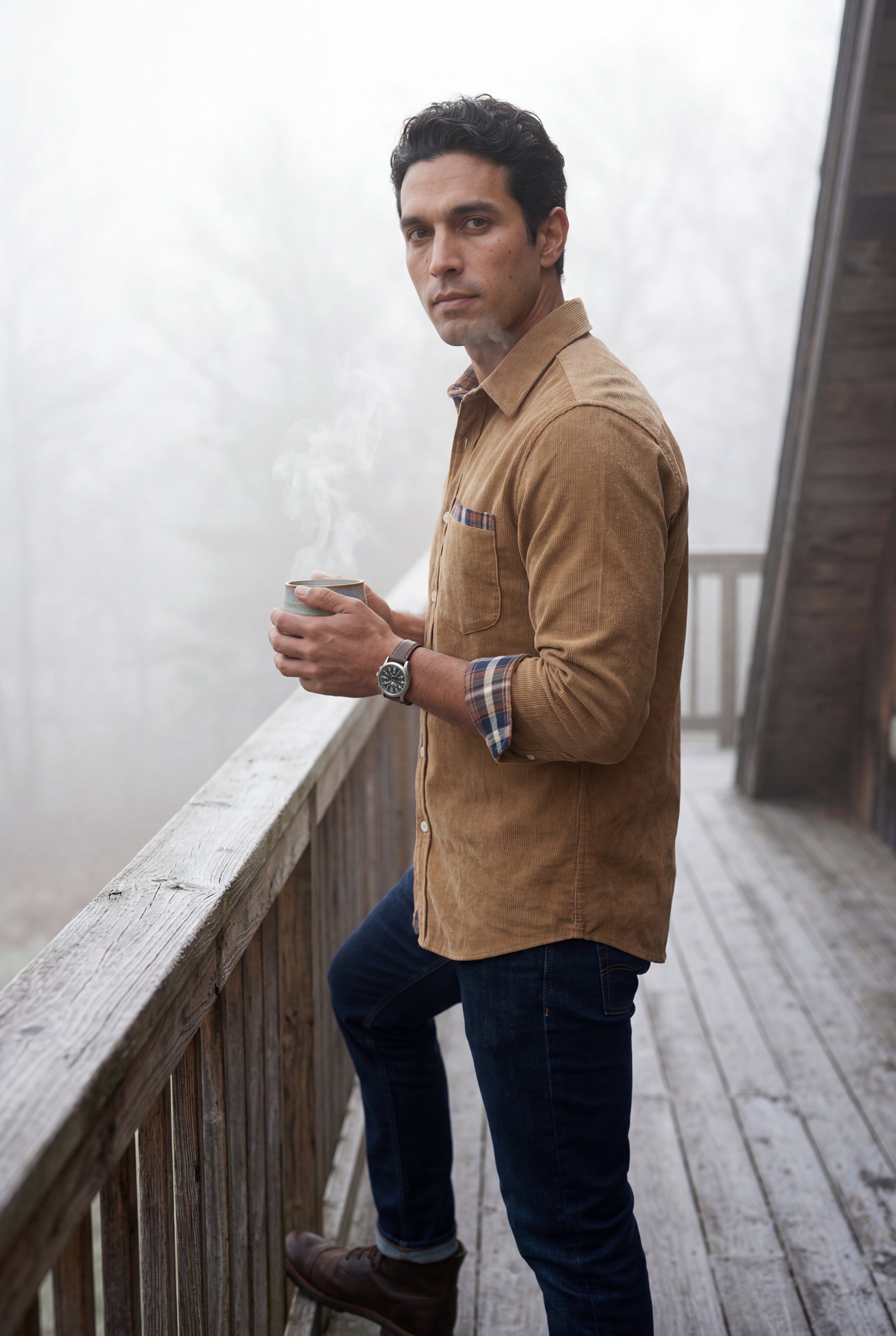 Kian | Men's Plaid Trim Button-Up Casual Shirt