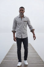 Kian | Men's Plaid Trim Button-Up Casual Shirt