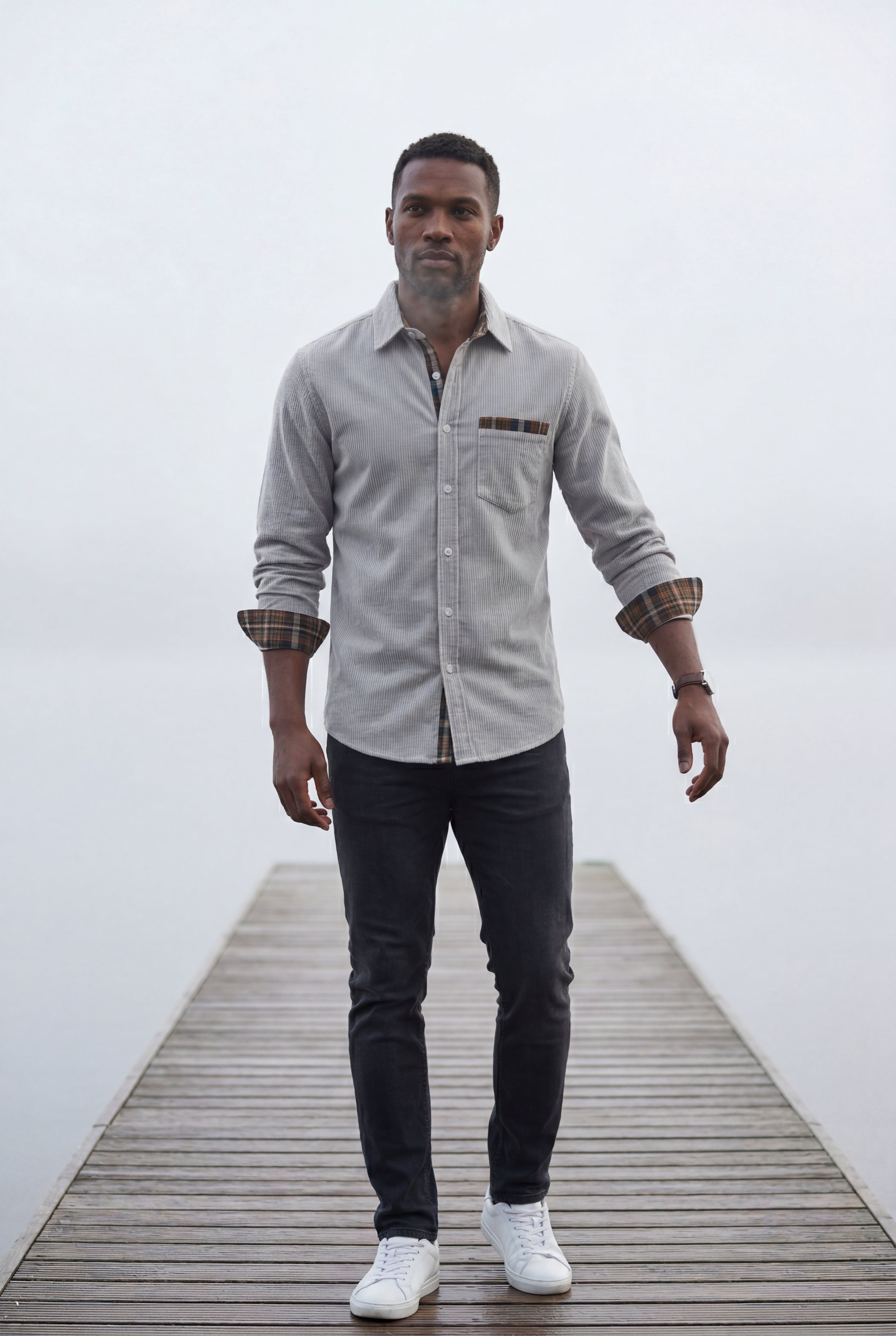 Kian | Men's Plaid Trim Button-Up Casual Shirt