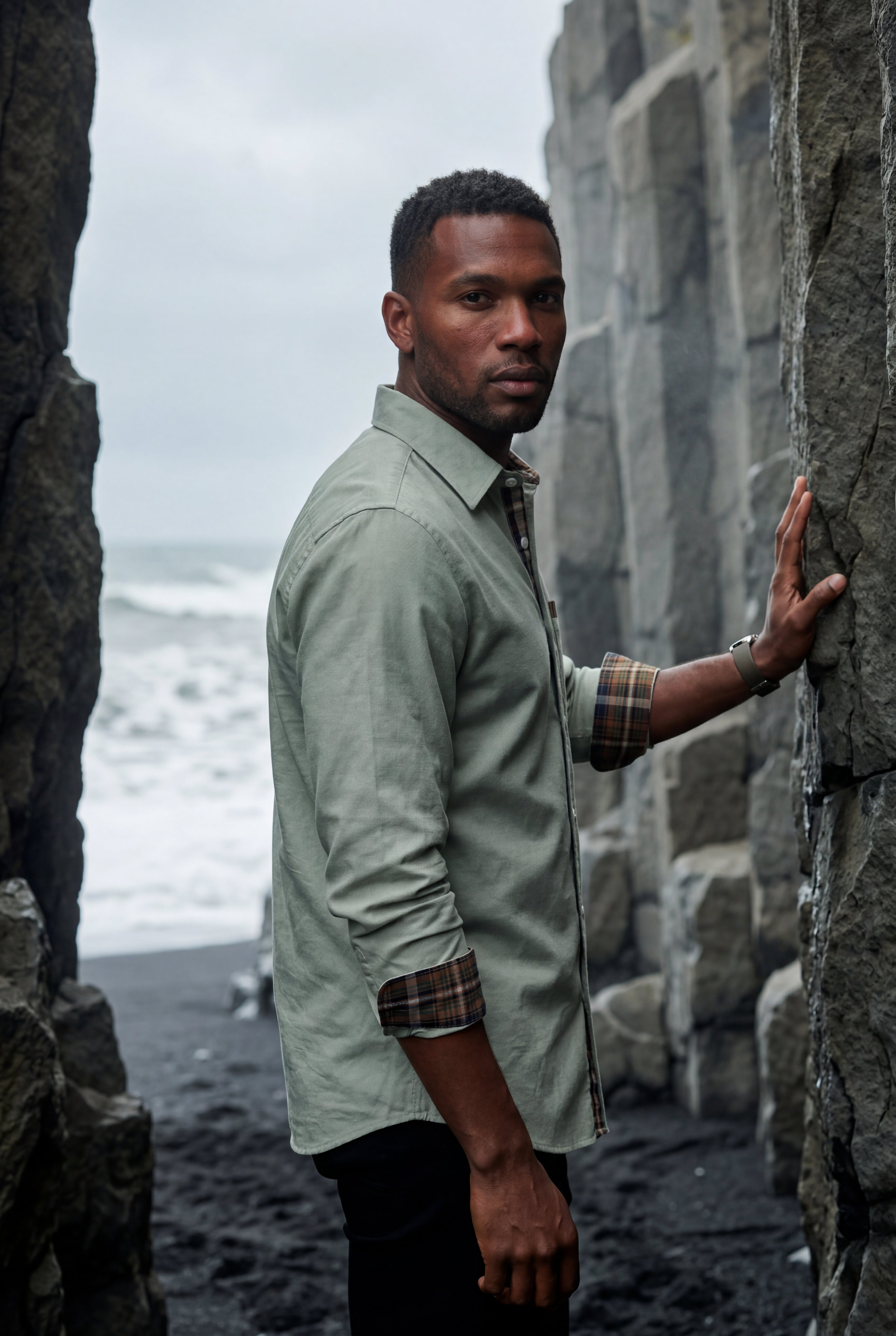 Kian | Men's Plaid Trim Button-Up Casual Shirt