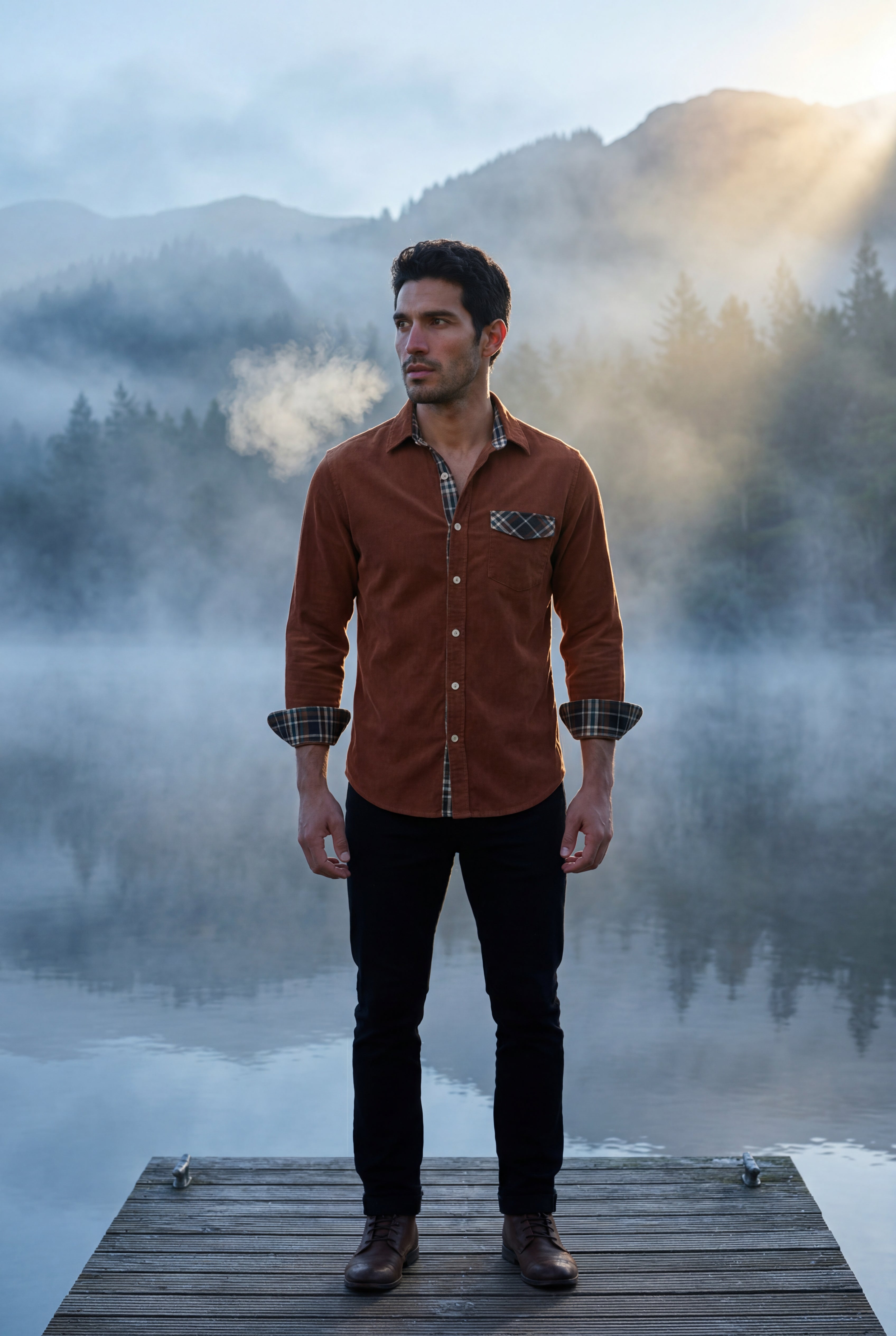 Kian | Men's Plaid Trim Button-Up Casual Shirt