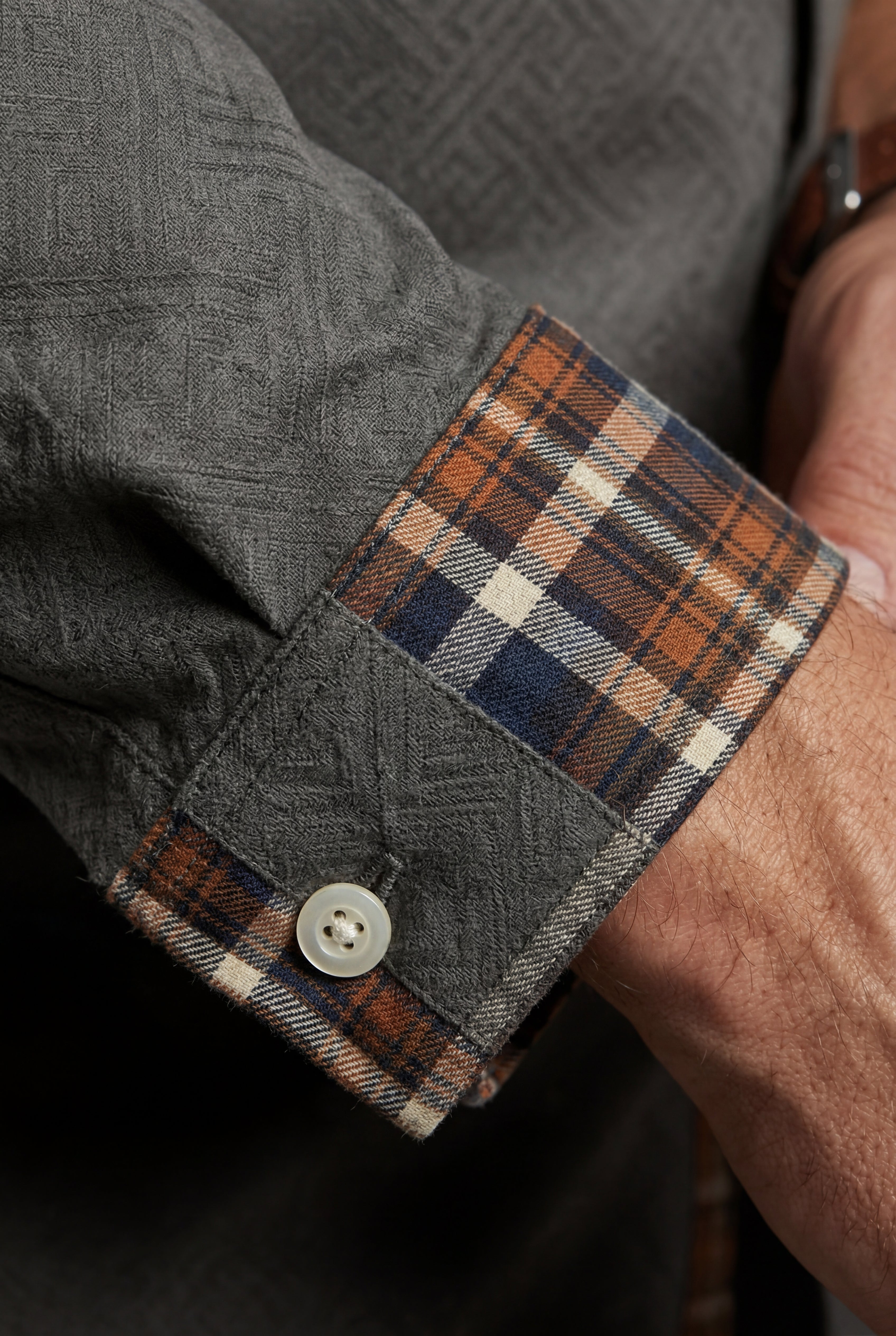 Kian | Men's Plaid Trim Button-Up Casual Shirt