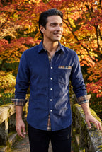 Kian | Men's Plaid Trim Button-Up Casual Shirt