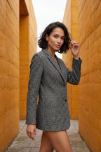Plaid Tailored Single-breasted Blazer with Notched Lapel | Elcevi