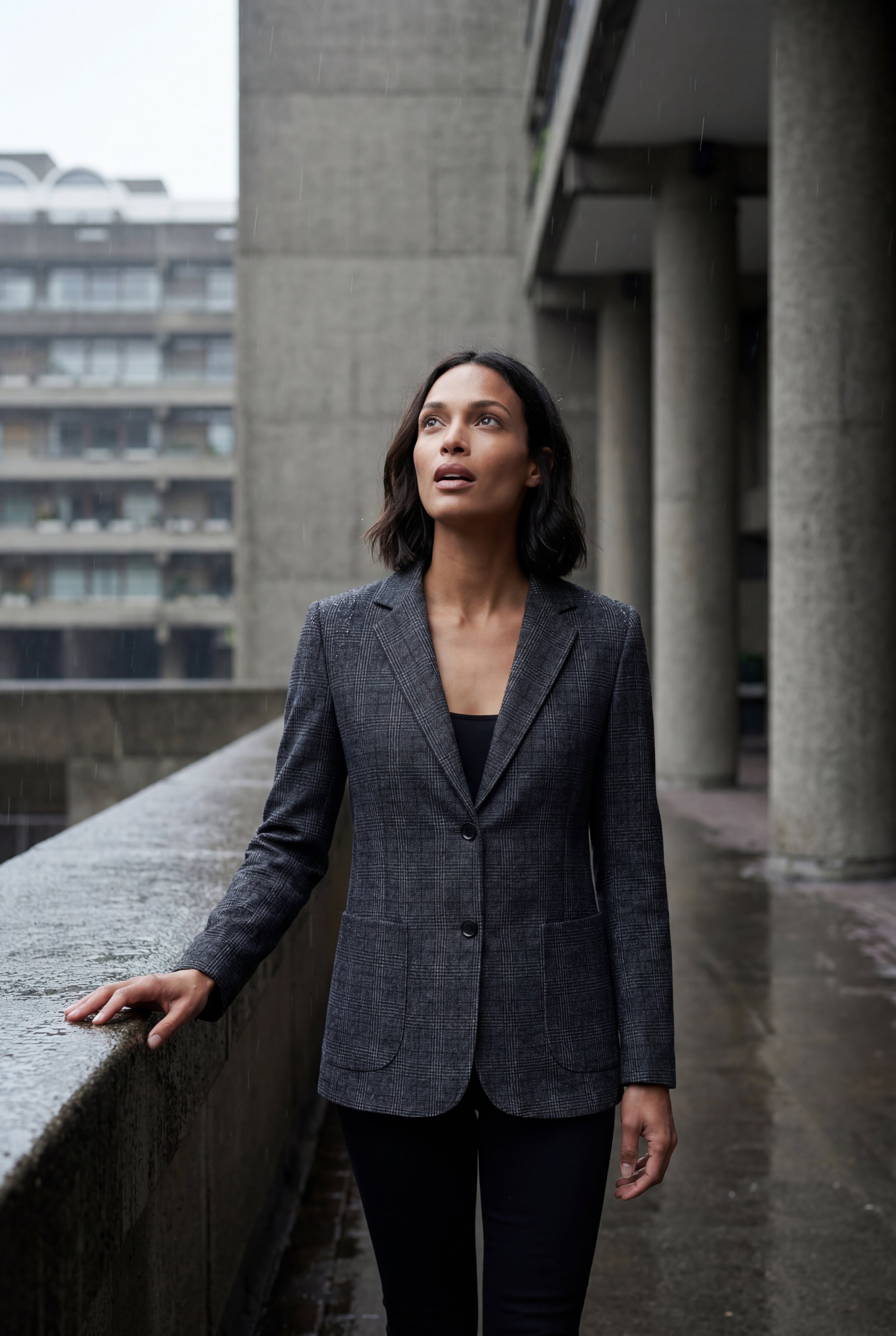 Plaid Tailored Single-breasted Blazer with Notched Lapel | Elcevi