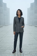 Plaid Tailored Single-breasted Blazer with Notched Lapel | Elcevi