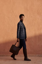 Plaid Tailored Single-breasted Blazer with Notched Lapel | Elcevi