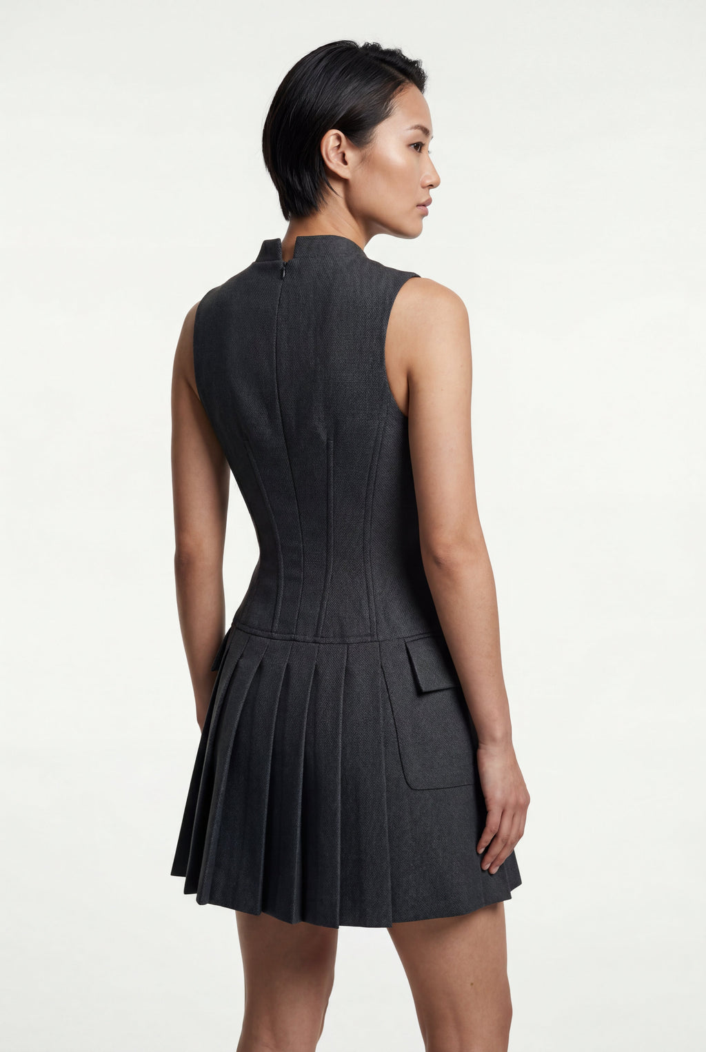 Elcevi | Sleeveless Tailored Mini Dress with Pleats For Women