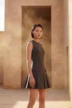 Elcevi | Sleeveless Tailored Mini Dress with Pleats For Women