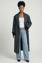 Kim | Women's Oversized Double-Breasted Long Coat with Lapel