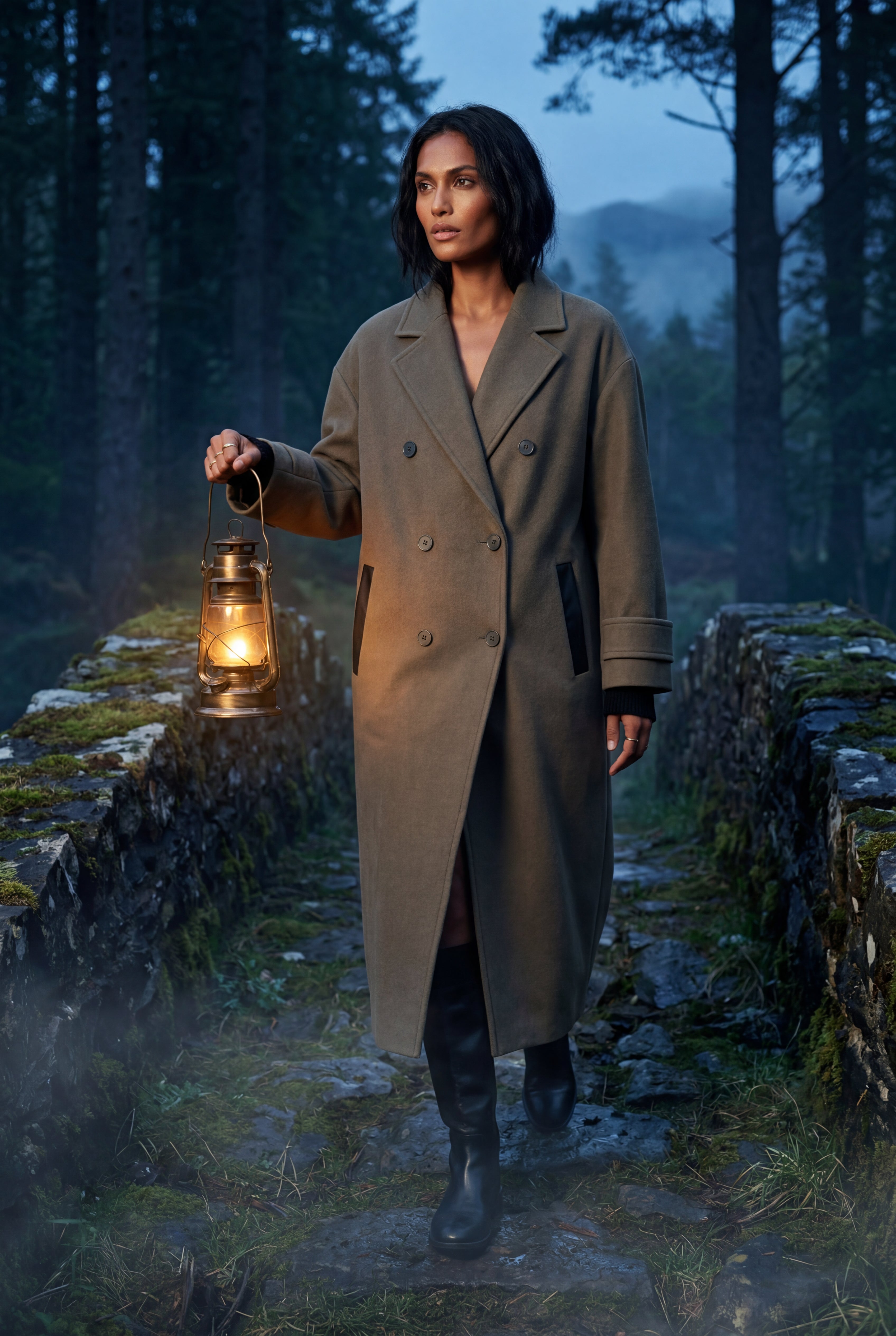 Kim | Women's Oversized Double-Breasted Long Coat with Lapel