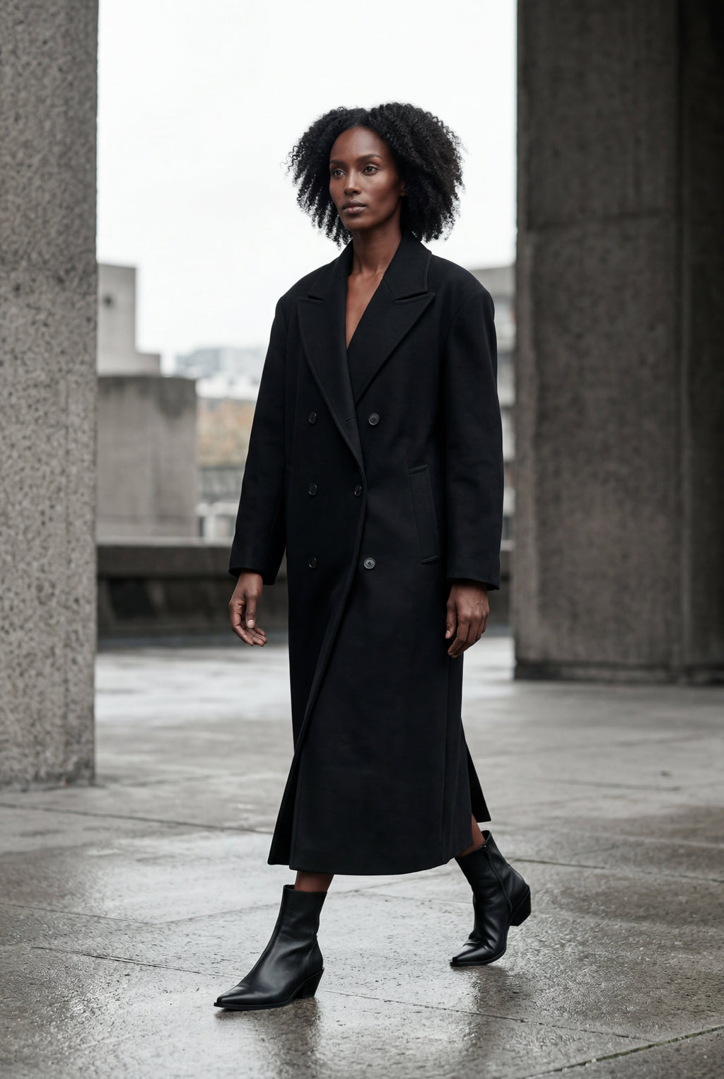 Kim | Women's Oversized Double-Breasted Long Coat with Lapel