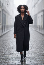 Kim | Women's Oversized Double-Breasted Long Coat with Lapel