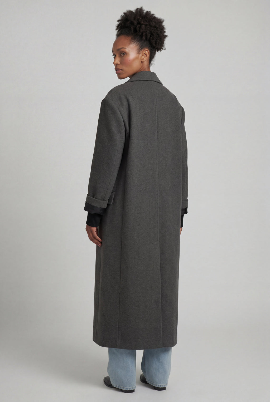 Kim | Women's Oversized Double-Breasted Long Coat with Lapel
