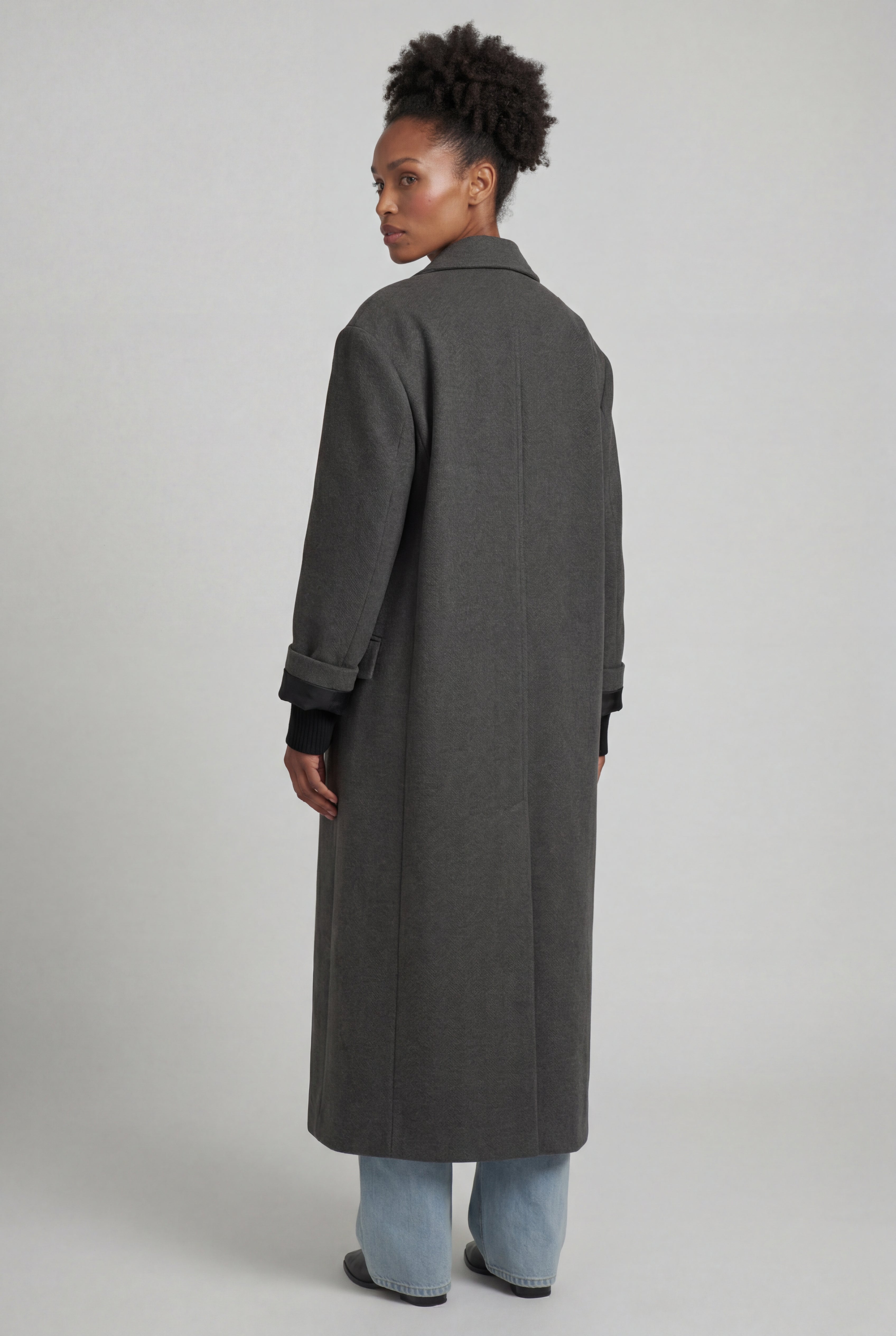Kim | Women's Oversized Double-Breasted Long Coat with Lapel