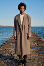 Kim | Women's Oversized Double-Breasted Long Coat with Lapel