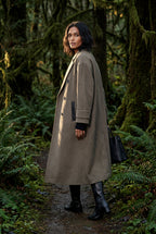 Kim | Women's Oversized Double-Breasted Long Coat with Lapel