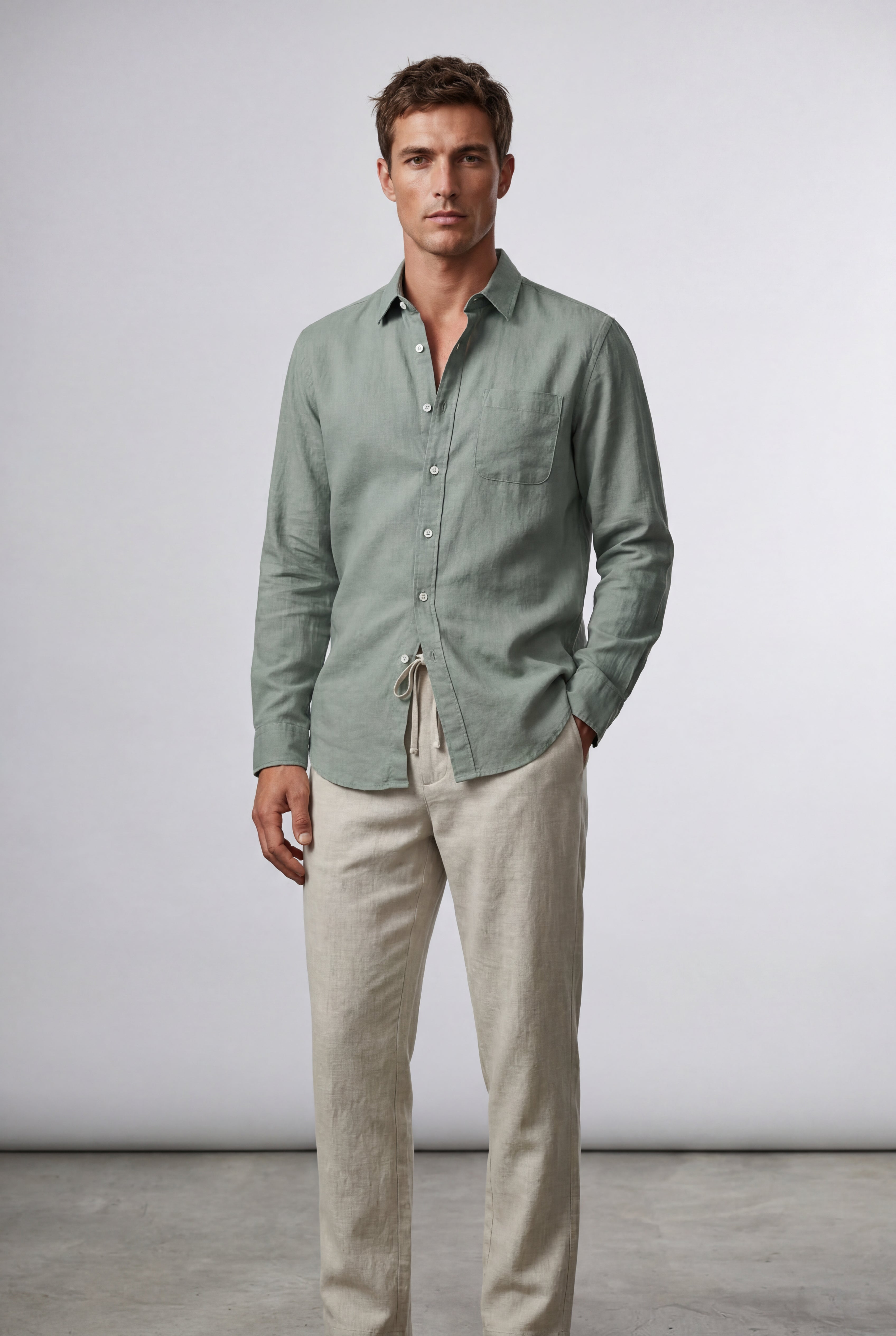 Liam | Relaxed Long-sleeve Shirt and Drawstring Pants Set