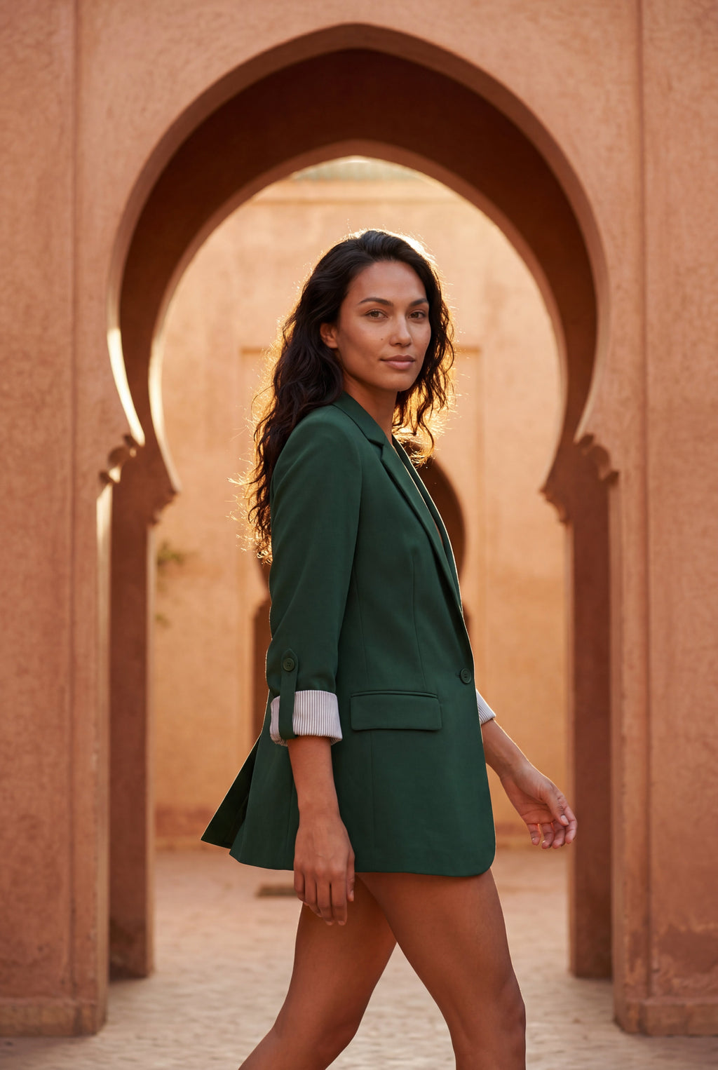 Roll-tab Sleeve Single-breasted Relaxed Blazer | Elcevi