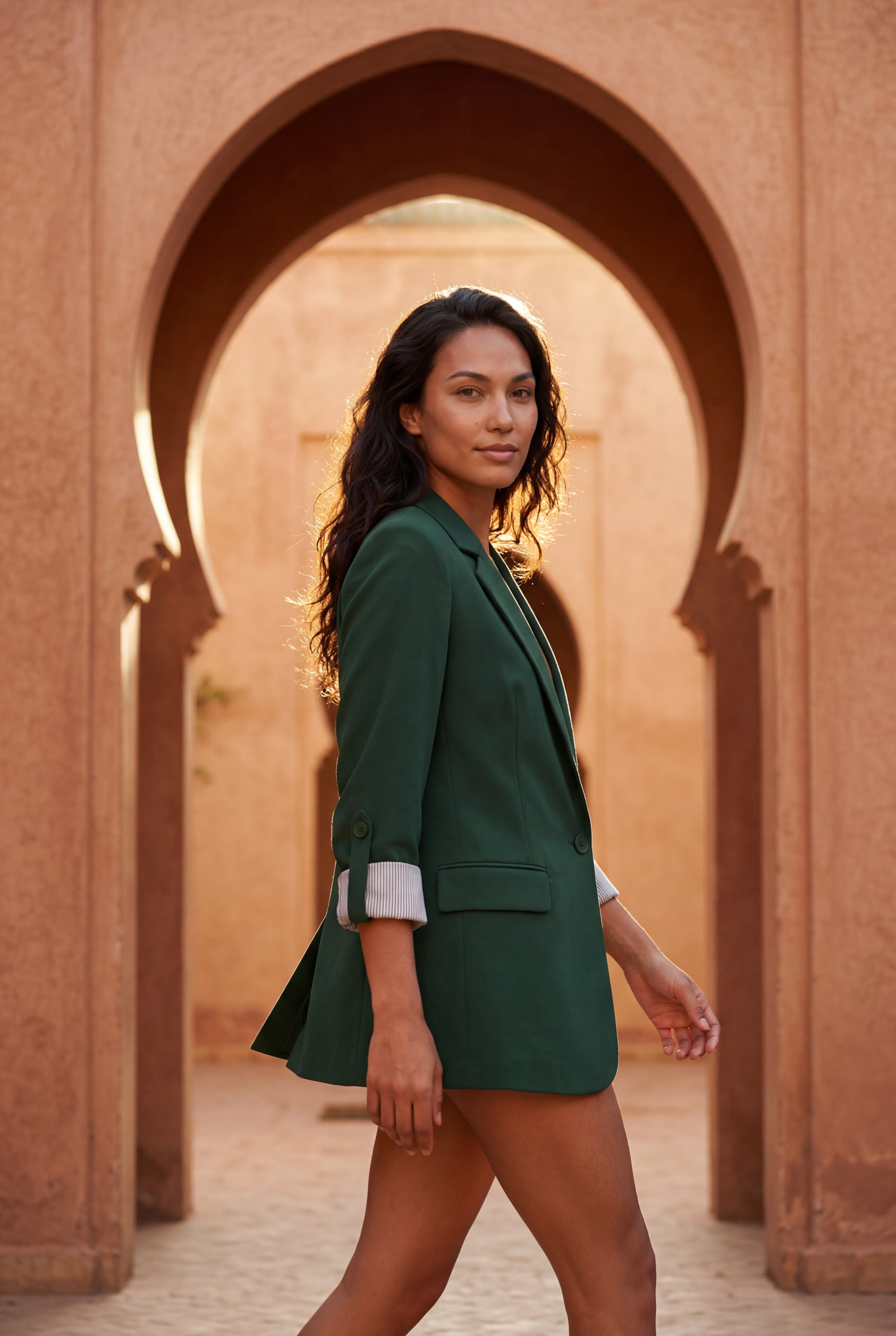 Roll-tab Sleeve Single-breasted Relaxed Blazer | Elcevi