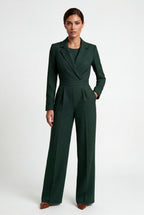 Lia | Tailored Wide Leg Blazer Jumpsuit with Cinched Waist