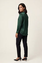 Elcevi | V-neck Relaxed-fit Blouse with Curved Hem For Women
