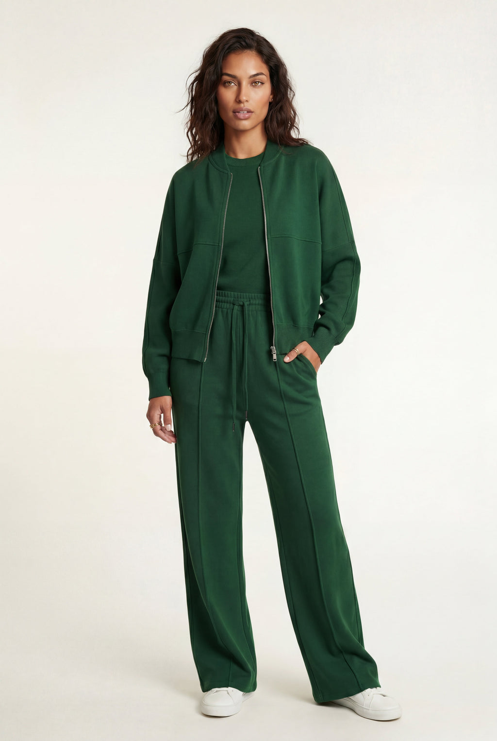 Lucy | Zip-up Bomber Jacket Wide-leg Tracksuit Set